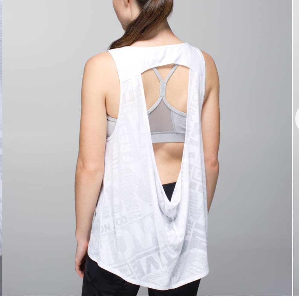Lululemon Next To Nothing Tank Exploded Manifesto Pop Block Burnout White - Picture 2 of 11